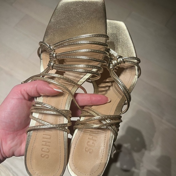 Schutz gold tie up heels - Picture 3 of 3